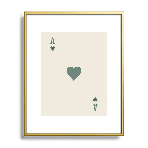 Cocoon Design Ace of Hearts Playing Card Sage Metal Framed Art Print