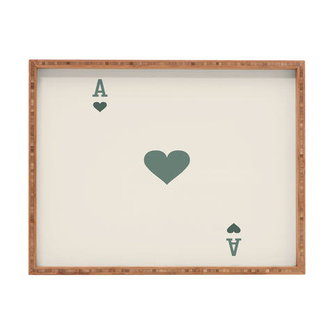 Cocoon Design Ace of Hearts Playing Card Sage Rectangular Tray