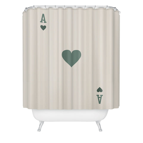 Cocoon Design Ace of Hearts Playing Card Sage Shower Curtain