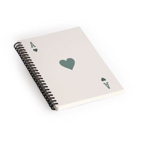 Cocoon Design Ace of Hearts Playing Card Sage Spiral Notebook