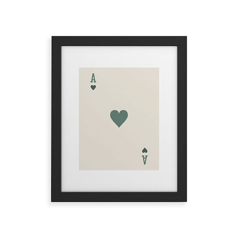 Cocoon Design Ace of Hearts Playing Card Sage Framed Art Print