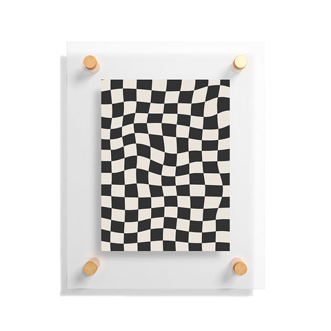 Cocoon Design Black and White Wavy Checkered Floating Acrylic Print
