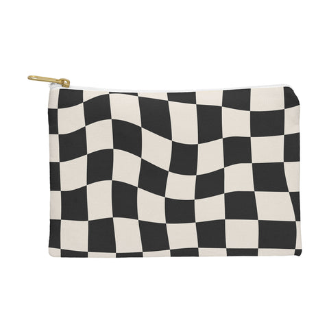 Cocoon Design Black and White Wavy Checkered Pouch