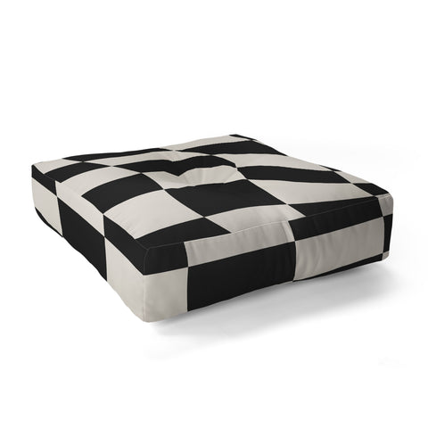 Cocoon Design Black and White Wavy Checkered Floor Pillow Square