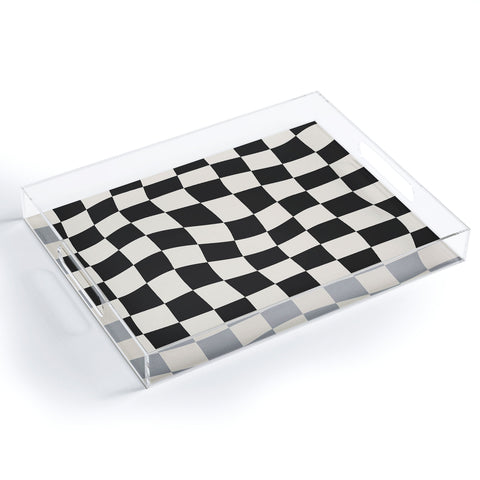Cocoon Design Black and White Wavy Checkered Acrylic Tray