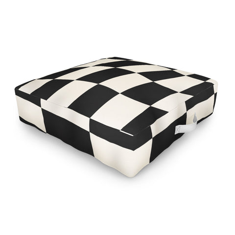Cocoon Design Black and White Wavy Checkered Outdoor Floor Cushion