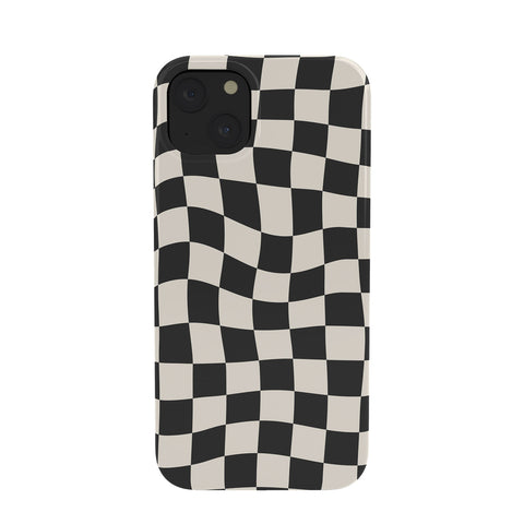 Cocoon Design Black and White Wavy Checkered Phone Case