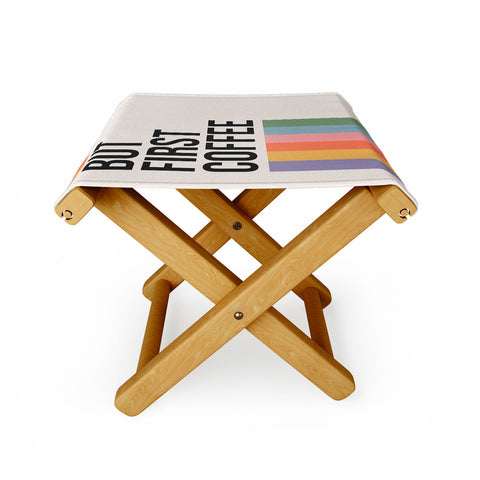 Cocoon Design But First Coffee Retro Colorful Folding Stool