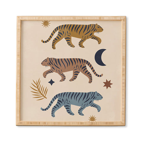 Cocoon Design Celestial Tigers with Moon Framed Wall Art
