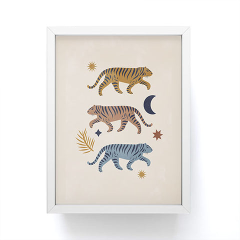 Cocoon Design Celestial Tigers with Moon Framed Mini Art Print