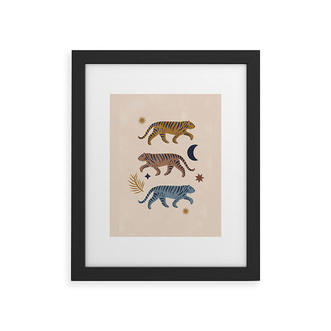 Cocoon Design Celestial Tigers with Moon Framed Art Print