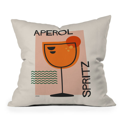 Cocoon Design Cocktail Print Aperol Spritz Throw Pillow