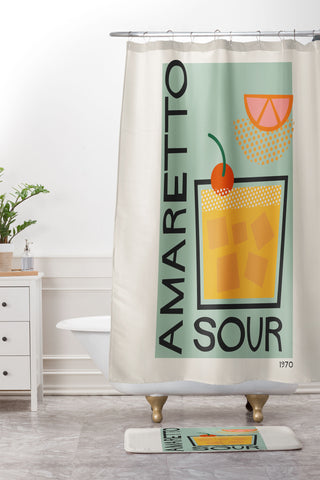 Cocoon Design Colorful Mid Century Modern Cocktail Shower Curtain And Mat