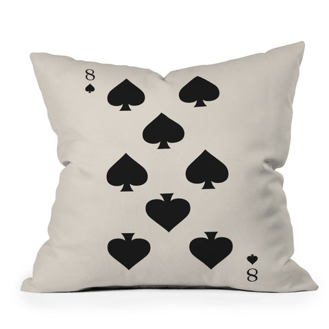 Cocoon Design Eight of Spades Playing Card Black Outdoor Throw Pillow