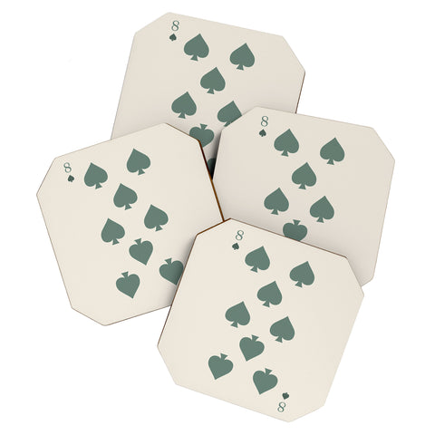 Cocoon Design Eight of Spades Playing Card Sage Coaster Set