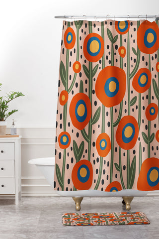 Cocoon Design Flower Market Amsterdam Abstract Shower Curtain And Mat