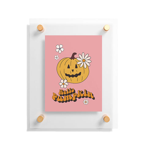 Cocoon Design Hello Pumpkin Retro Pink Floating Acrylic Print