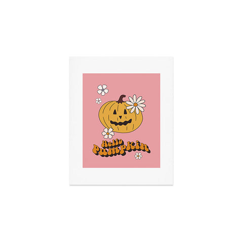 Cocoon Design Hello Pumpkin Retro Pink Art Print