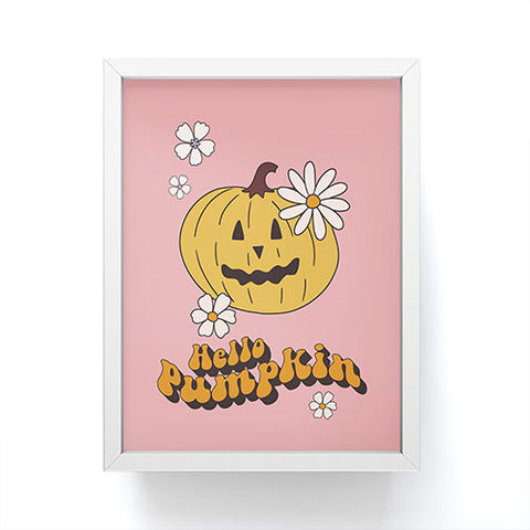 Cocoon Design Hello Pumpkin Retro Pink Framed Mini Art Print