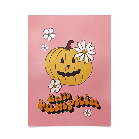 Cocoon Design Hello Pumpkin Retro Pink Poster