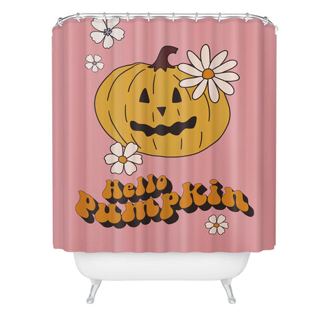 Cocoon Design Hello Pumpkin Retro Pink Shower Curtain