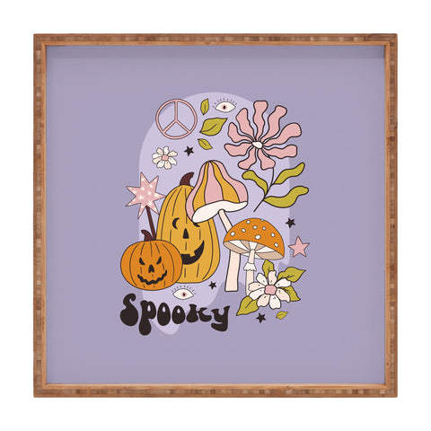 Cocoon Design Hippie Groovy Halloween Print Square Tray