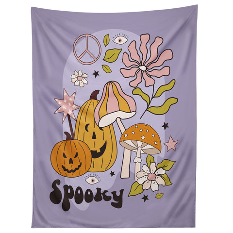 Cocoon Design Hippie Groovy Halloween Print Tapestry