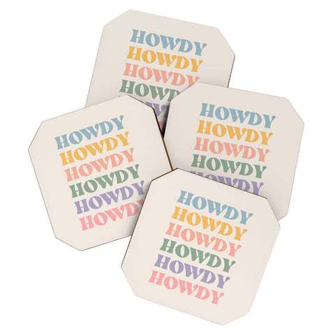 Cocoon Design Howdy Colorful Retro Quote Coaster Set