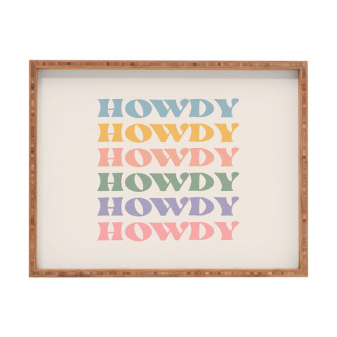 Cocoon Design Howdy Colorful Retro Quote Rectangular Tray