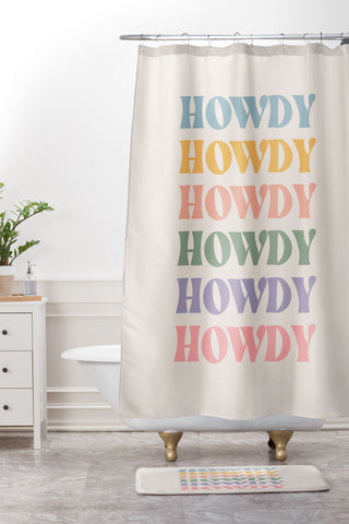 Cocoon Design Howdy Colorful Retro Quote Shower Curtain And Mat