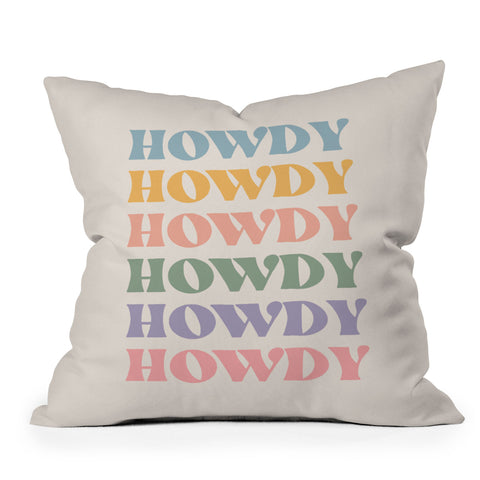 Cocoon Design Howdy Colorful Retro Quote Outdoor Throw Pillow
