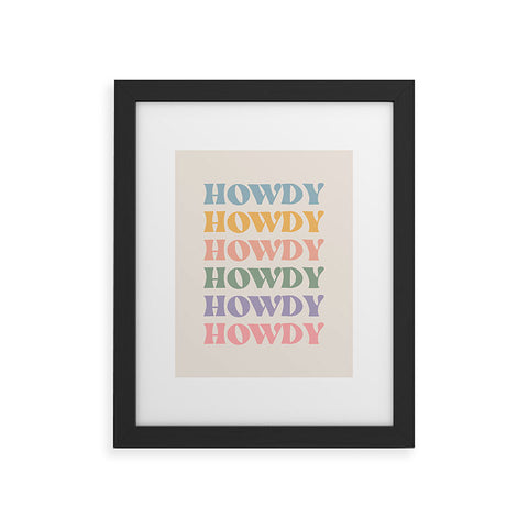 Cocoon Design Howdy Colorful Retro Quote Framed Art Print