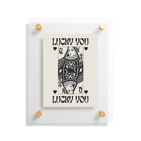Cocoon Design Lucky you Queen of Hearts Black Floating Acrylic Print