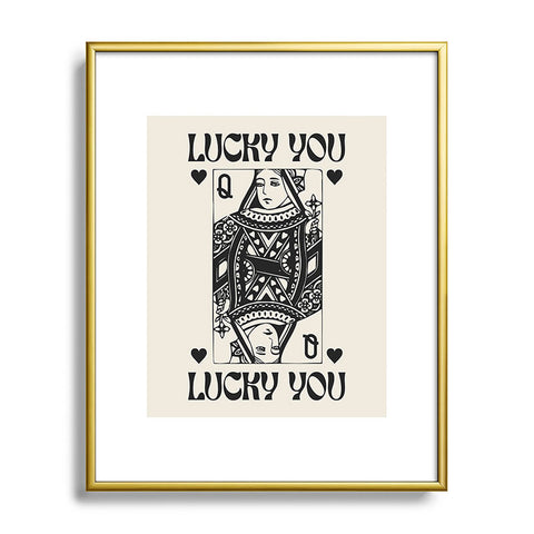 Cocoon Design Lucky you Queen of Hearts Black Metal Framed Art Print
