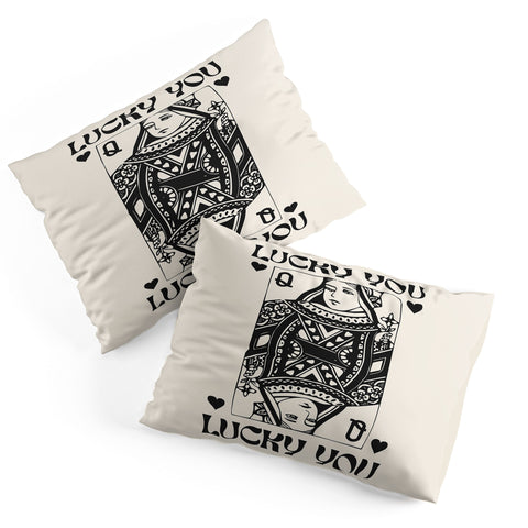 Cocoon Design Lucky you Queen of Hearts Black Pillow Shams