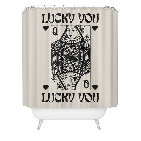 Cocoon Design Lucky you Queen of Hearts Black Shower Curtain