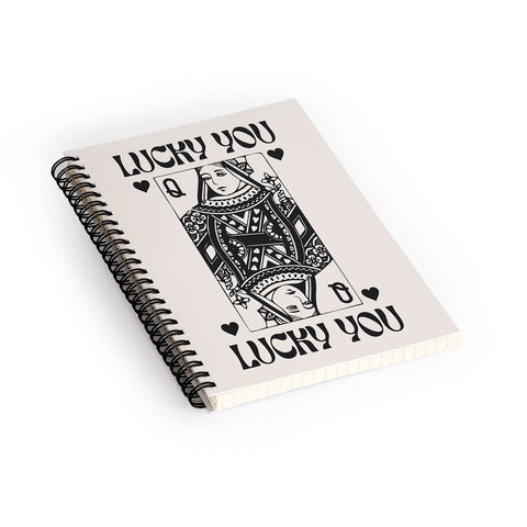 Cocoon Design Lucky you Queen of Hearts Black Spiral Notebook