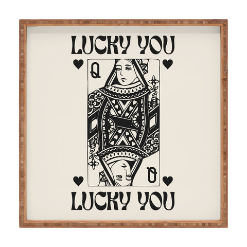 Cocoon Design Lucky you Queen of Hearts Black Square Tray