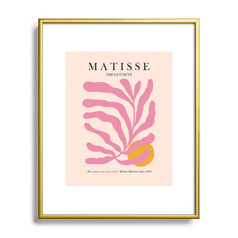 Cocoon Design Matisse Cut Out Pink Leaf Metal Framed Art Print