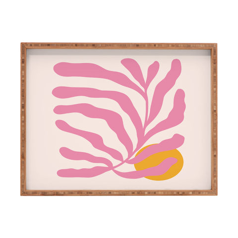 Cocoon Design Matisse Cut Out Pink Leaf Rectangular Tray