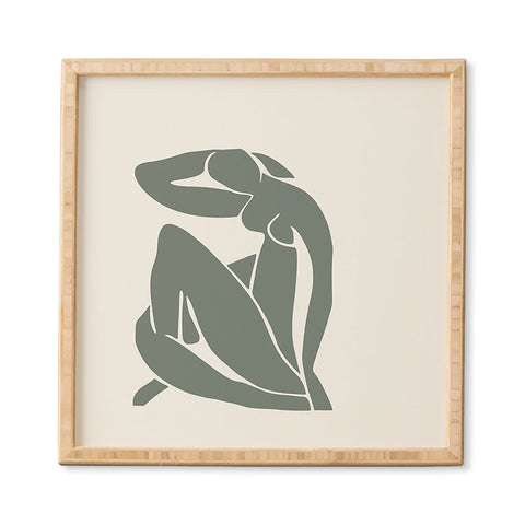 Cocoon Design Matisse Woman Nude Sage Green Framed Wall Art