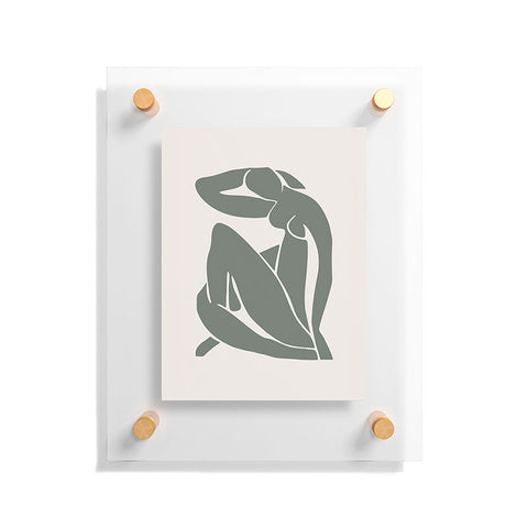 Cocoon Design Matisse Woman Nude Sage Green Floating Acrylic Print