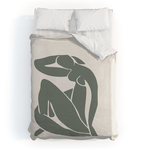 Cocoon Design Matisse Woman Nude Sage Green Duvet Cover