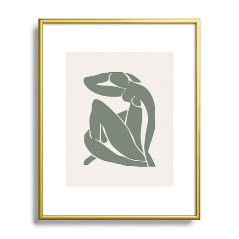 Cocoon Design Matisse Woman Nude Sage Green Metal Framed Art Print