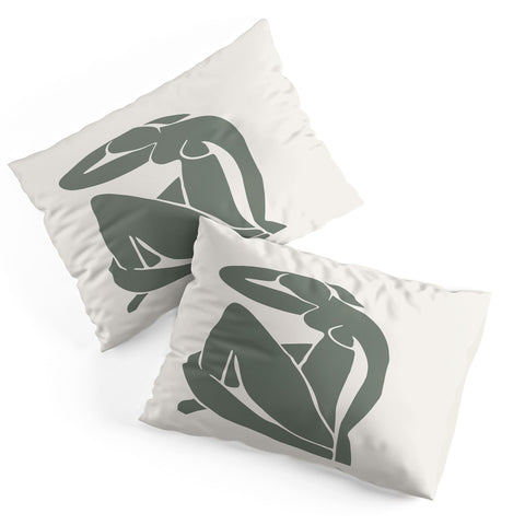 Cocoon Design Matisse Woman Nude Sage Green Pillow Shams