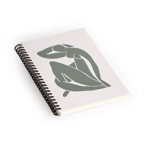 Cocoon Design Matisse Woman Nude Sage Green Spiral Notebook