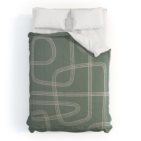 Cocoon Design Modern Sage Green Abstract Comforter