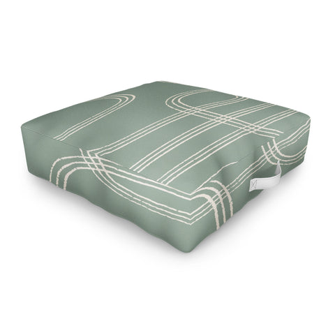 Cocoon Design Modern Sage Green Abstract Outdoor Floor Cushion