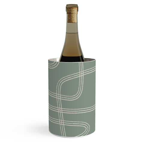 Cocoon Design Modern Sage Green Abstract Wine Chiller