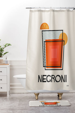 Cocoon Design Negroni Minimalist Mid Century Shower Curtain And Mat